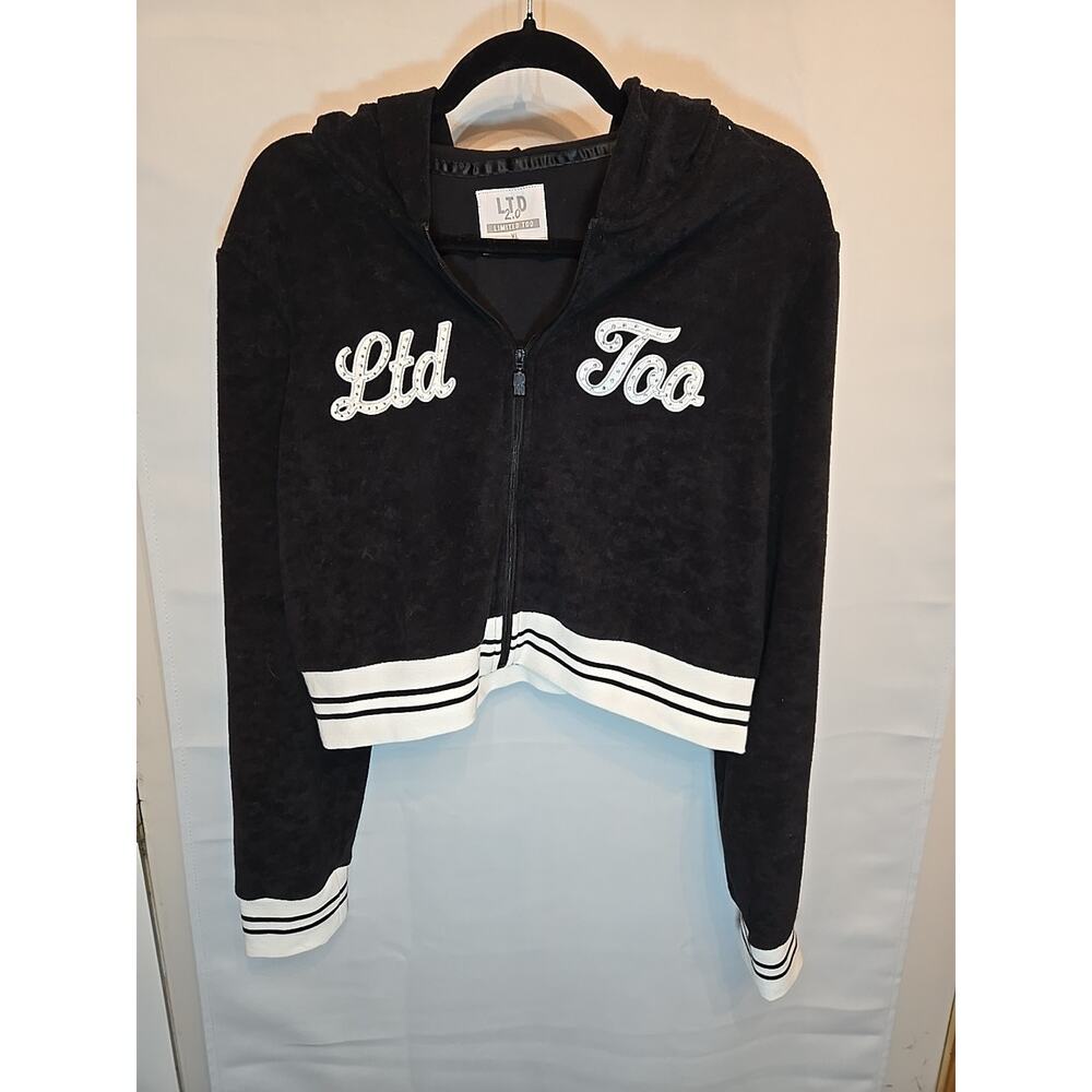 Limited Too toweling zip up hoodie Terry cloth XL Rhinestone detail